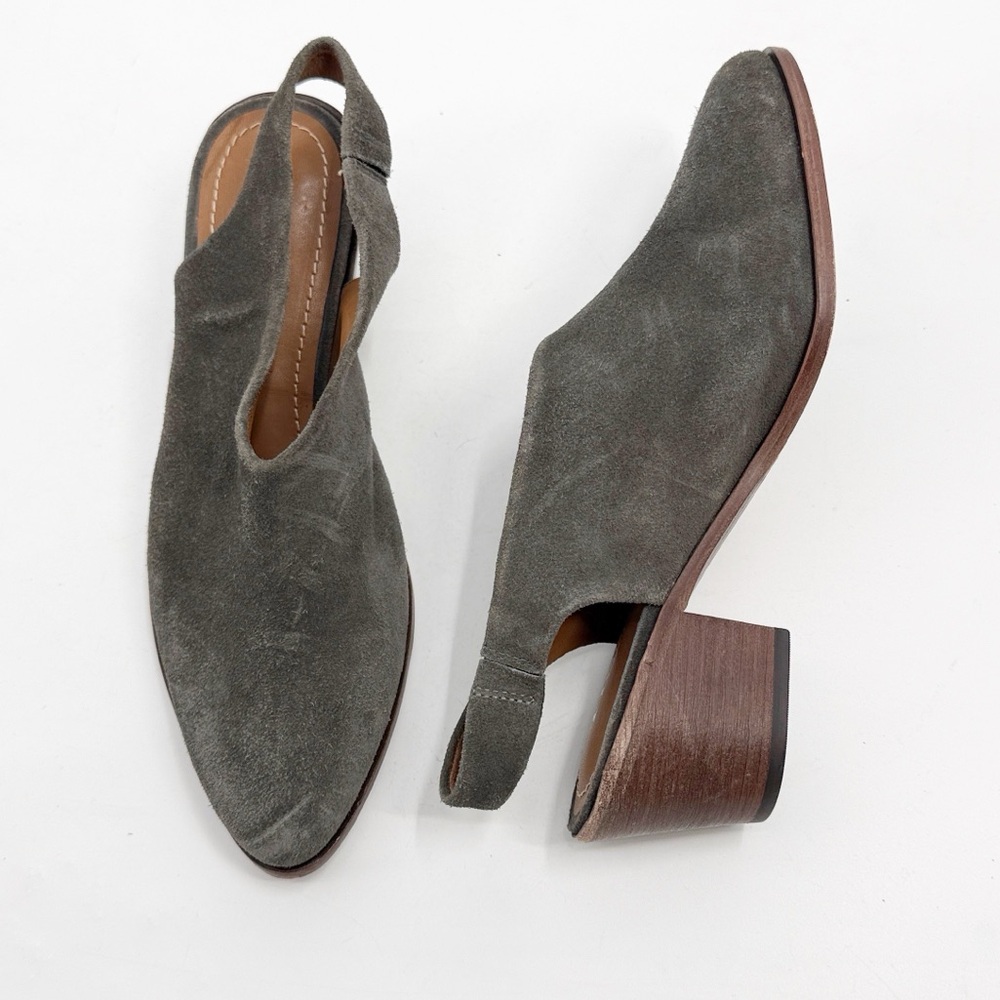 Trask Tess Sling Back Suede Pumps Gray size 7.5